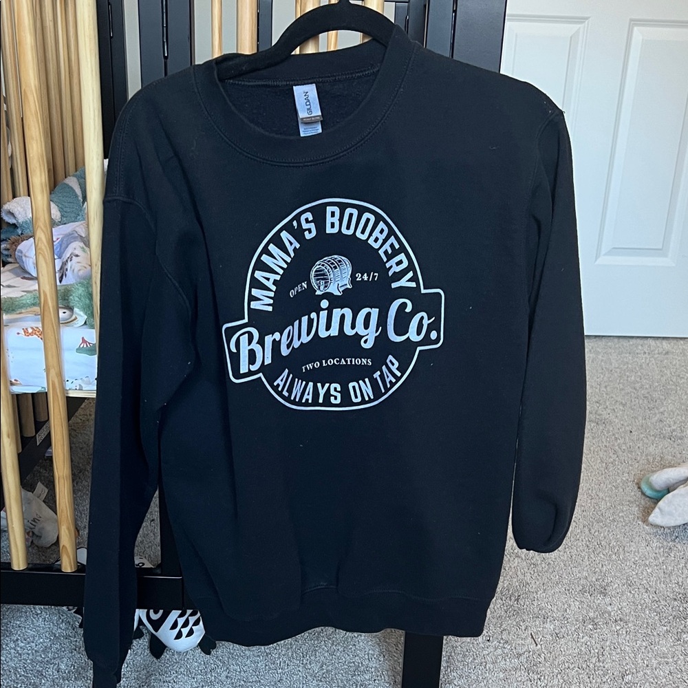 Gildan Black Crewneck Sweatshirt with White Brewing Co. Logo